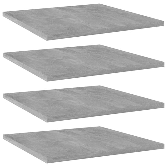Bookshelf Boards 4 pcs Concrete Gray 15.7"x15.7"x0.6" Engineered Wood