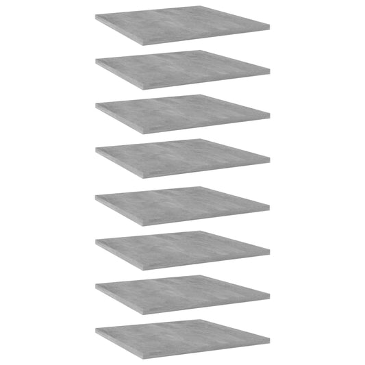 Bookshelf Boards 8 pcs Concrete Gray 15.7"x15.7"x0.6" Engineered Wood