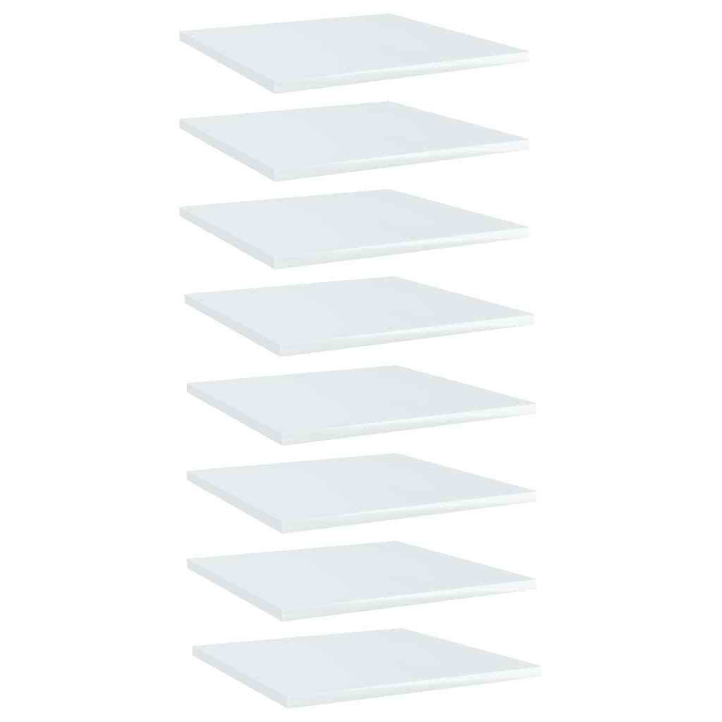 Bookshelf Boards 8 pcs High Gloss White 15.7"x15.7"x0.6" Engineered Wood