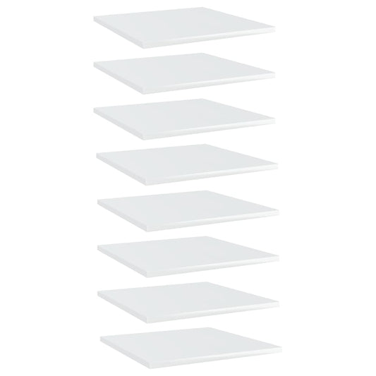 Bookshelf Boards 8 pcs High Gloss White 15.7"x15.7"x0.6" Engineered Wood