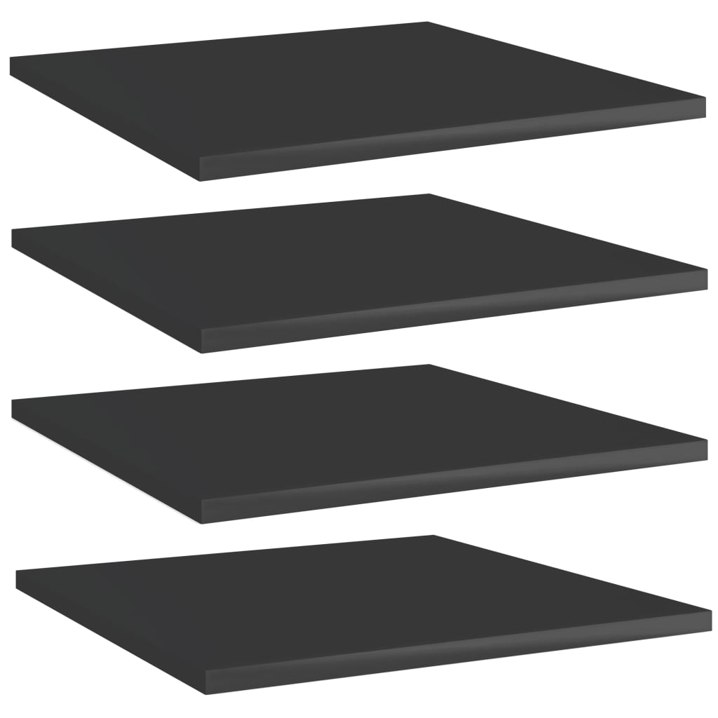 Bookshelf Boards 4 pcs High Gloss Black 15.7"x15.7"x0.6" Engineered Wood