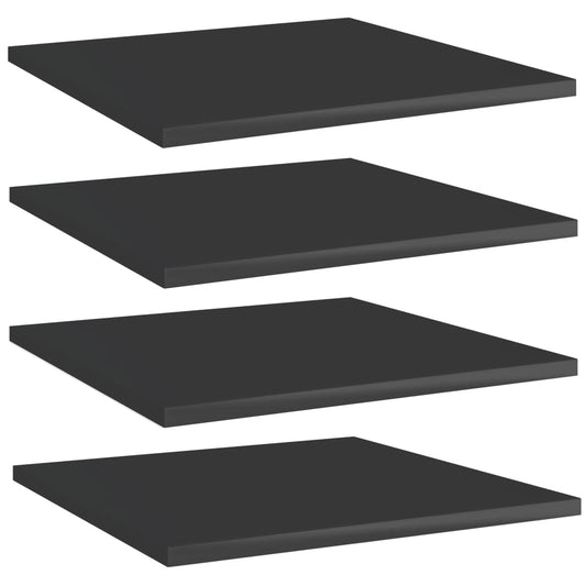 Bookshelf Boards 4 pcs High Gloss Black 15.7"x15.7"x0.6" Engineered Wood