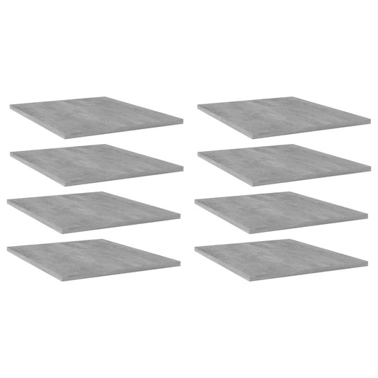 Bookshelf Boards 8 pcs Concrete Gray 15.7"x19.7"x0.6" Engineered Wood