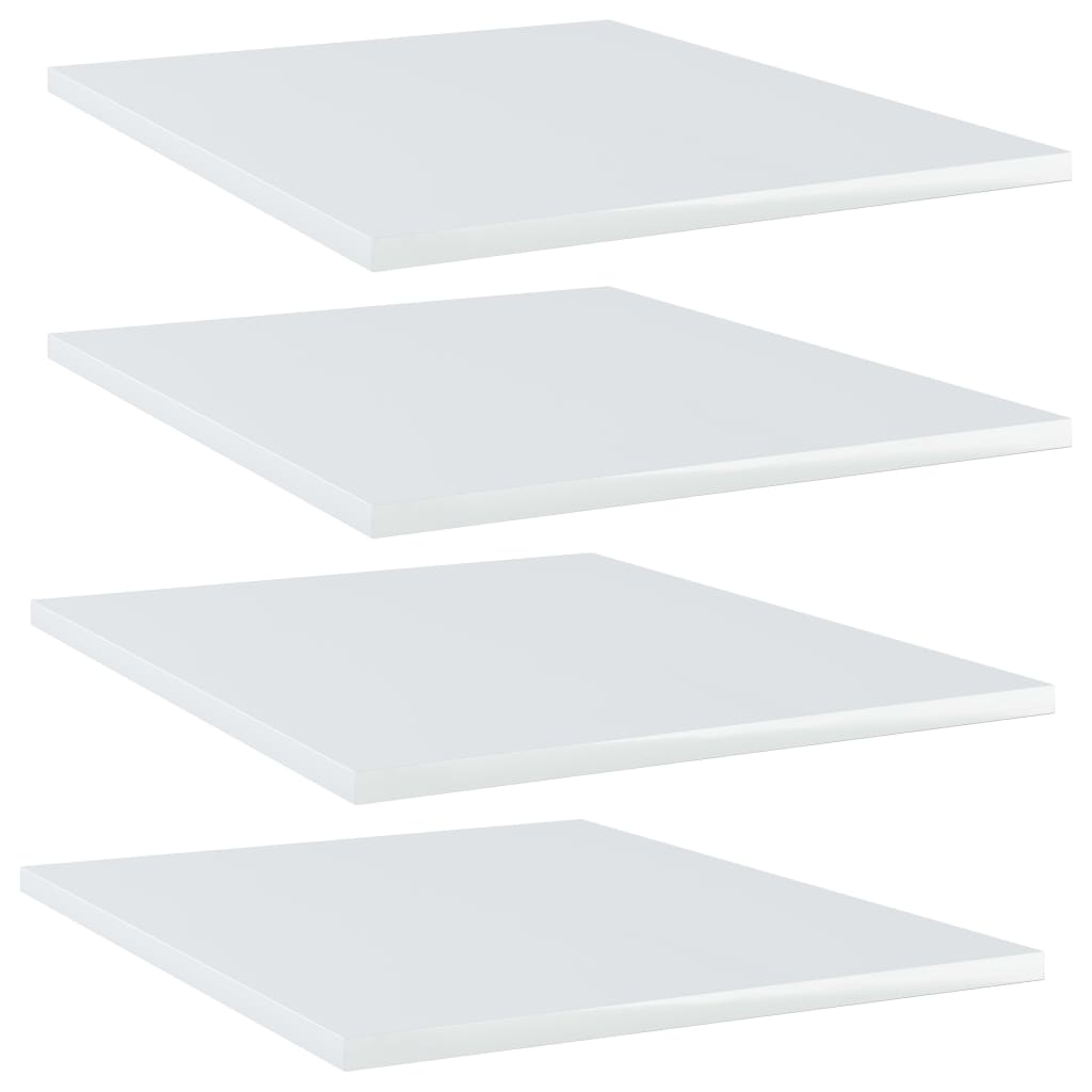 Bookshelf Boards 4 pcs High Gloss White 15.7"x19.7"x0.6" Engineered Wood
