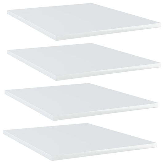 Bookshelf Boards 4 pcs High Gloss White 15.7"x19.7"x0.6" Engineered Wood