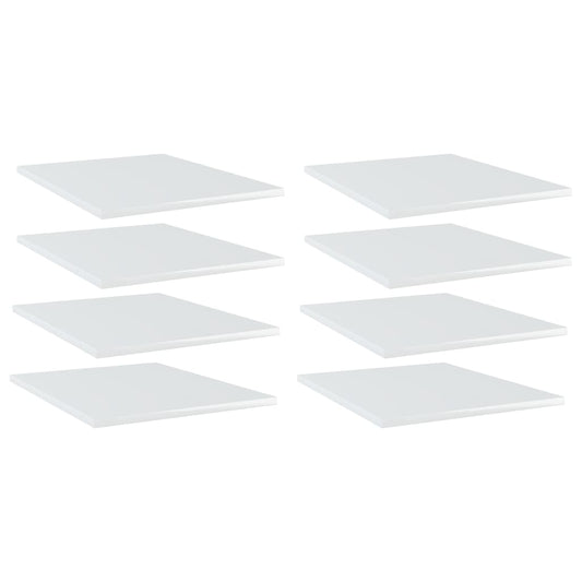 Bookshelf Boards 8 pcs High Gloss White 15.7"x19.7"x0.6" Engineered Wood