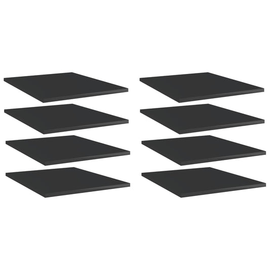 Bookshelf Boards 8 pcs High Gloss Black 15.7"x19.7"x0.6" Engineered Wood
