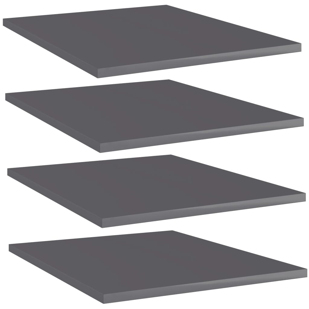 Bookshelf Boards 4 pcs High Gloss Gray 15.7"x19.7"x0.6" Engineered Wood