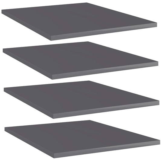 Bookshelf Boards 4 pcs High Gloss Gray 15.7"x19.7"x0.6" Engineered Wood