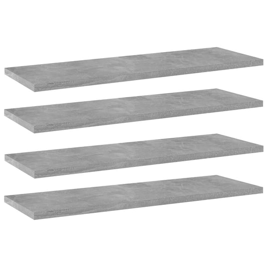 Bookshelf Boards 4 pcs Concrete Gray 23.6"x7.9"x0.6" Engineered Wood