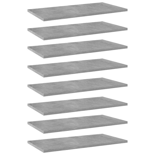 Bookshelf Boards 8 pcs Concrete Gray 23.6"x11.8"x0.6" Engineered Wood