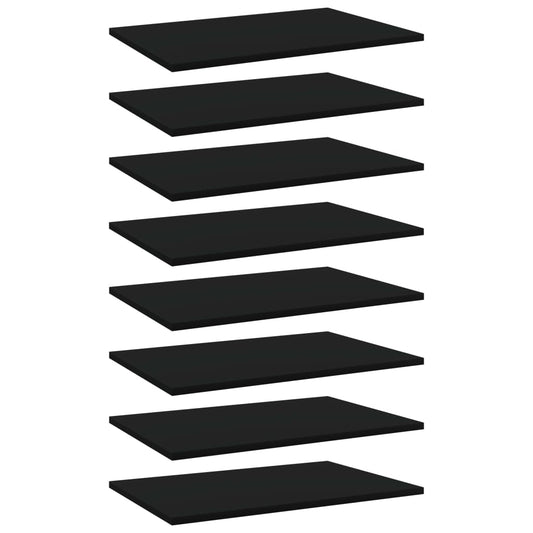 Bookshelf Boards 8 pcs Black 23.6"x15.7"x0.6" Engineered Wood