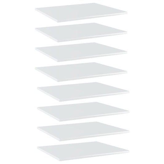 Bookshelf Boards 8 pcs High Gloss White 23.6"x19.7"x0.6" Engineered Wood
