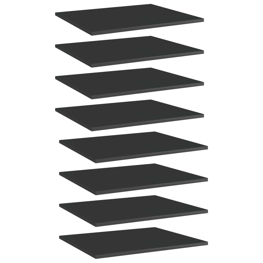 Bookshelf Boards 8 pcs High Gloss Black 23.6"x19.7"x0.6" Engineered Wood