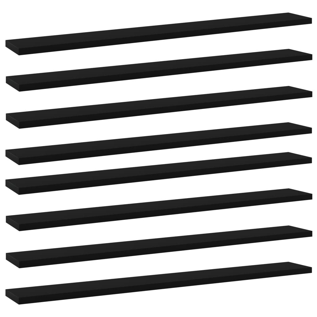 Bookshelf Boards 8 pcs Black 31.5"x3.9"x0.6" Engineered Wood
