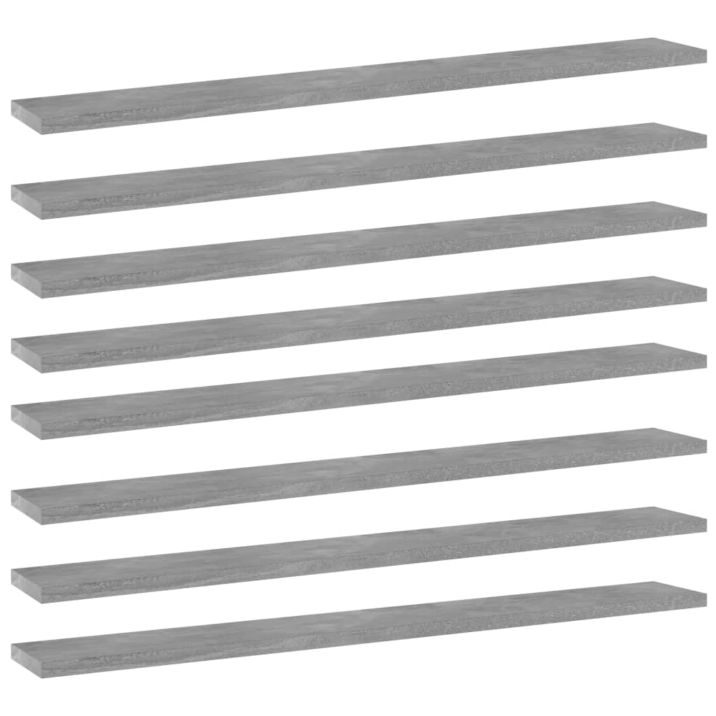 Bookshelf Boards 8 pcs Concrete Gray 31.5"x3.9"x0.6" Engineered Wood
