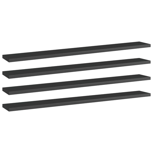 Bookshelf Boards 4 pcs High Gloss Black 31.5"x3.9"x0.6" Engineered Wood