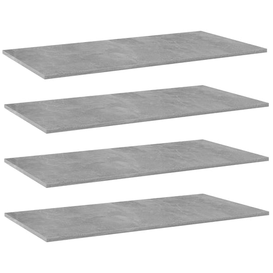 Bookshelf Boards 4 pcs Concrete Gray 31.5"x11.8"x0.6" Engineered Wood