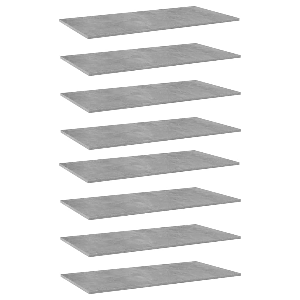 Bookshelf Boards 8 pcs Concrete Gray 31.5"x11.8"x0.6" Engineered Wood