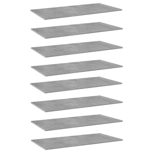 Bookshelf Boards 8 pcs Concrete Gray 31.5"x11.8"x0.6" Engineered Wood