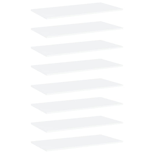 Bookshelf Boards 8 pcs White 31.5"x15.7"x0.6" Engineered Wood