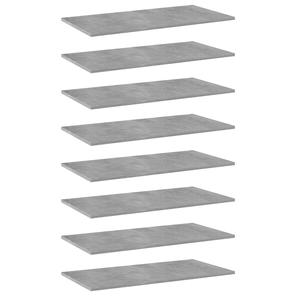 Bookshelf Boards 8 pcs Concrete Gray 31.5"x15.7"x0.6" Engineered Wood