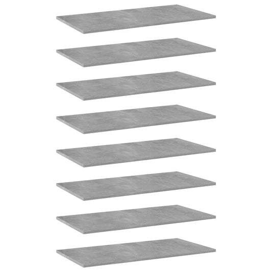 Bookshelf Boards 8 pcs Concrete Gray 31.5"x15.7"x0.6" Engineered Wood