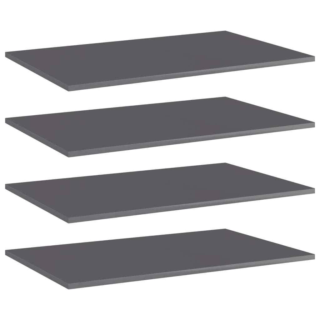 Bookshelf Boards 4 pcs High Gloss Gray 31.5"x19.7"x0.6" Engineered Wood