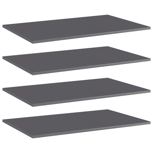 Bookshelf Boards 4 pcs High Gloss Gray 31.5"x19.7"x0.6" Engineered Wood