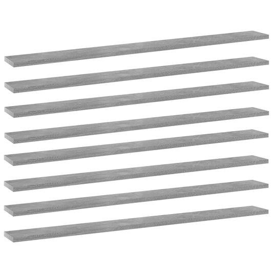 Bookshelf Boards 8 pcs Concrete Gray 39.4"x3.9"x0.6" Engineered Wood