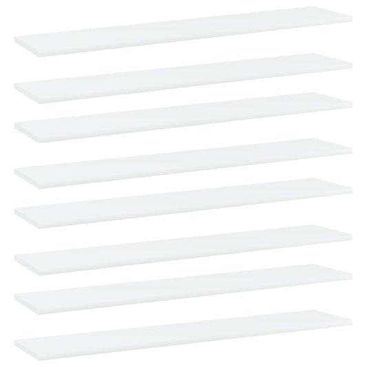 Bookshelf Boards 8 pcs White 39.4"x7.9"x0.6" Engineered Wood