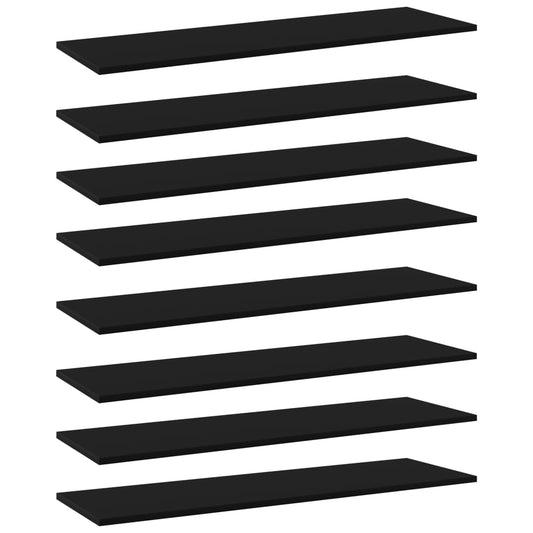 Bookshelf Boards 8 pcs Black 39.4"x11.8"x0.6" Engineered Wood