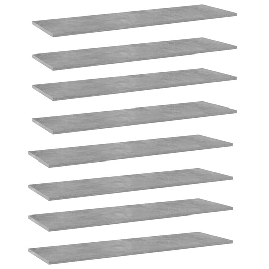 Bookshelf Boards 8 pcs Concrete Gray 39.4"x11.8"x0.6" Engineered Wood