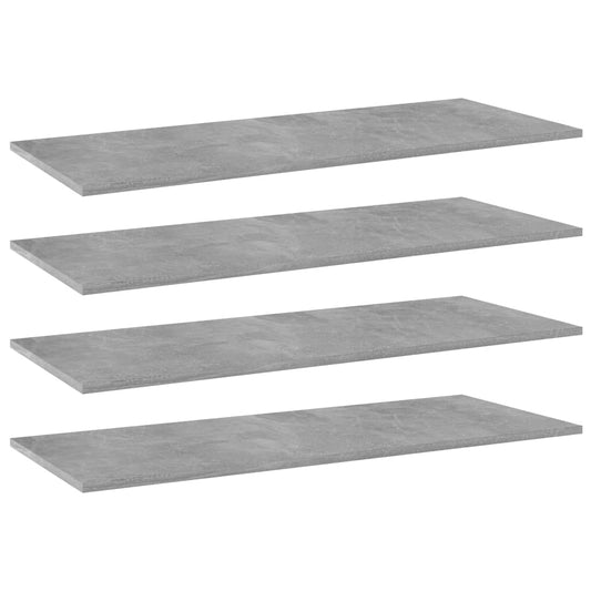 Bookshelf Boards 4 pcs Concrete Gray 39.4"x15.7"x0.6" Engineered Wood