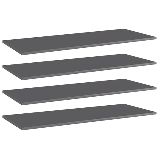 Bookshelf Boards 4 pcs High Gloss Gray 39.4"x15.7"x0.6" Engineered Wood