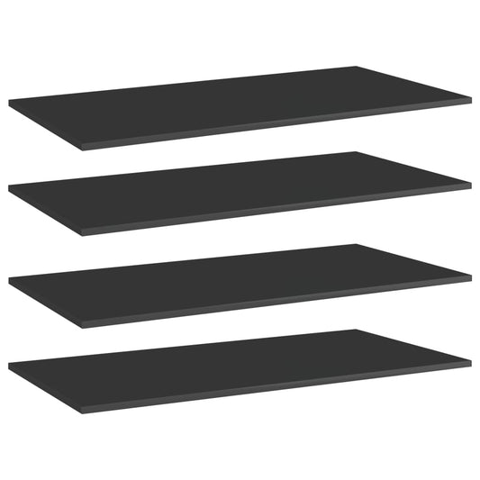 Bookshelf Boards 4 pcs High Gloss Black 39.4"x19.7"x0.6" Engineered Wood
