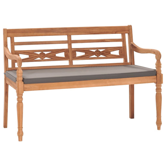 Batavia Bench with Dark Gray Cushion 47.2" Solid Teak Wood