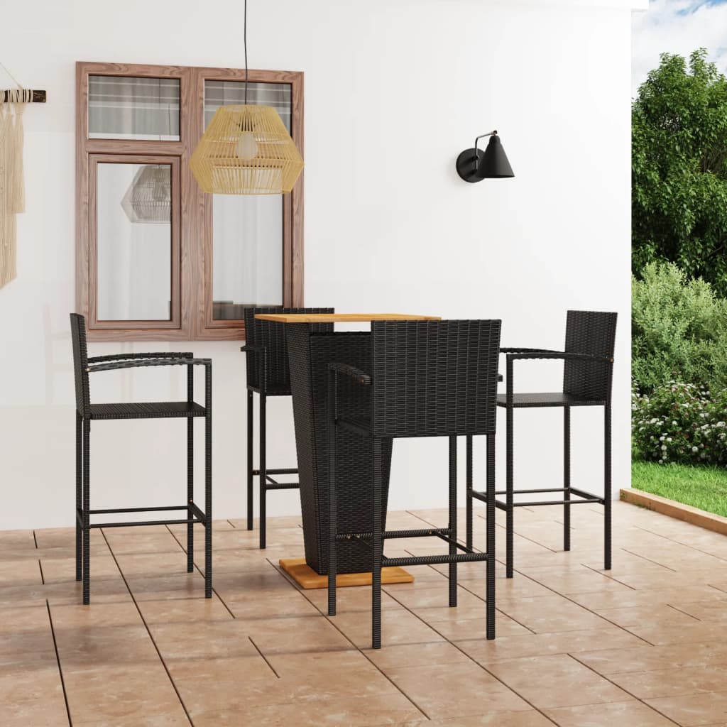 5 Piece Patio Bar Set Black