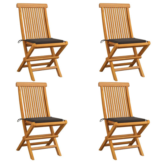 Patio Chairs with Taupe Cushions 4 pcs Solid Teak Wood