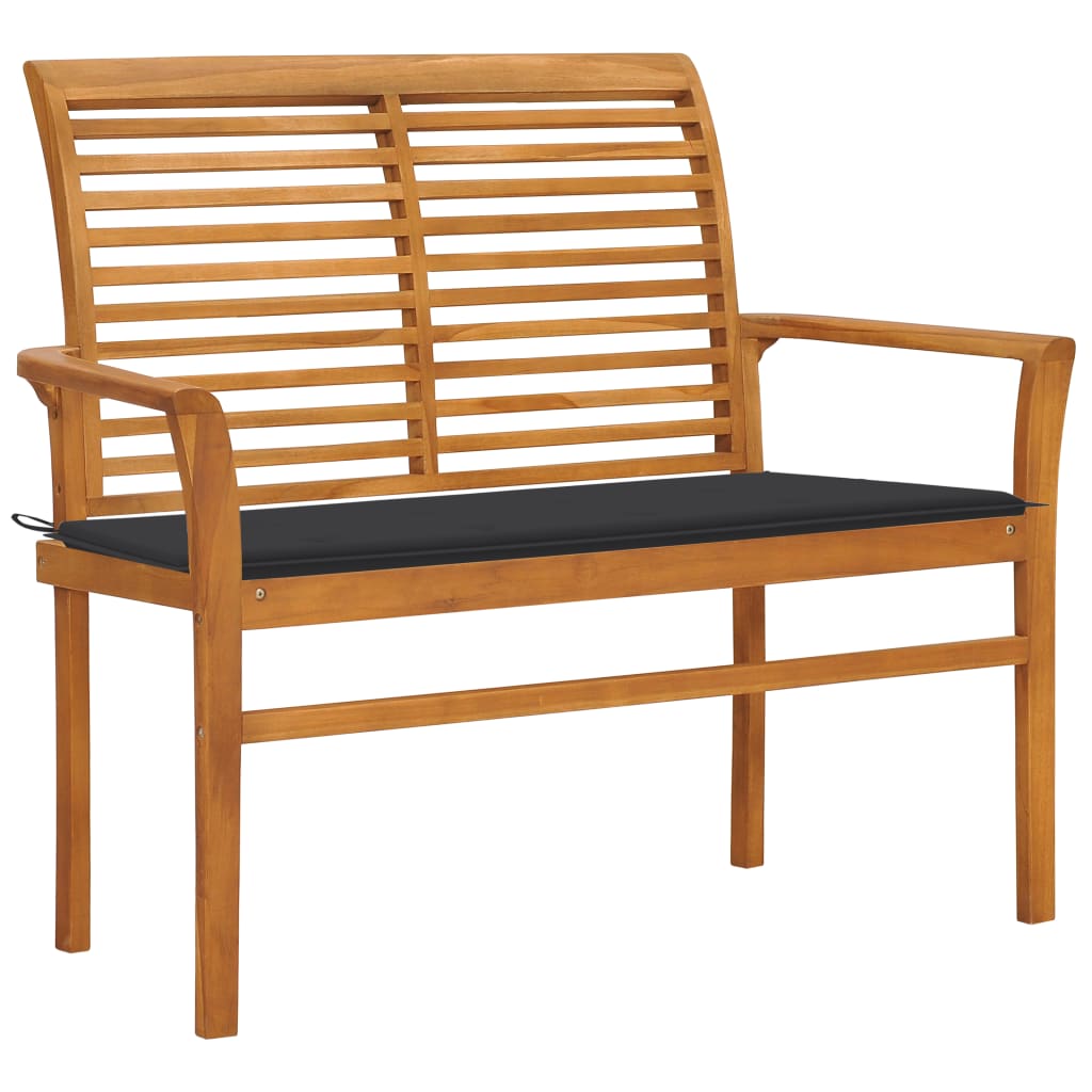 Patio Bench with Anthracite Cushion 44.1" Solid Teak Wood