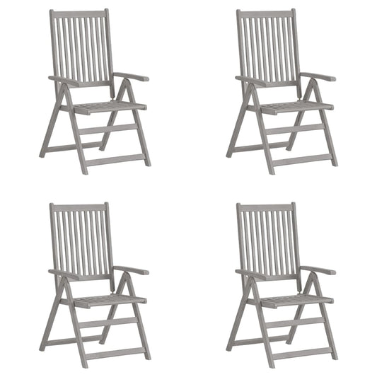 Patio Reclining Chairs 4 pcs Gray Solid Acacia Wood