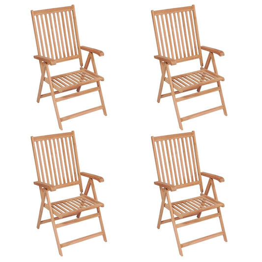 Reclining Patio Chairs 4 pcs Solid Teak Wood