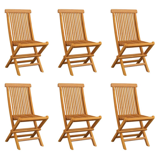 Folding Patio Chairs 6 pcs Solid Teak Wood