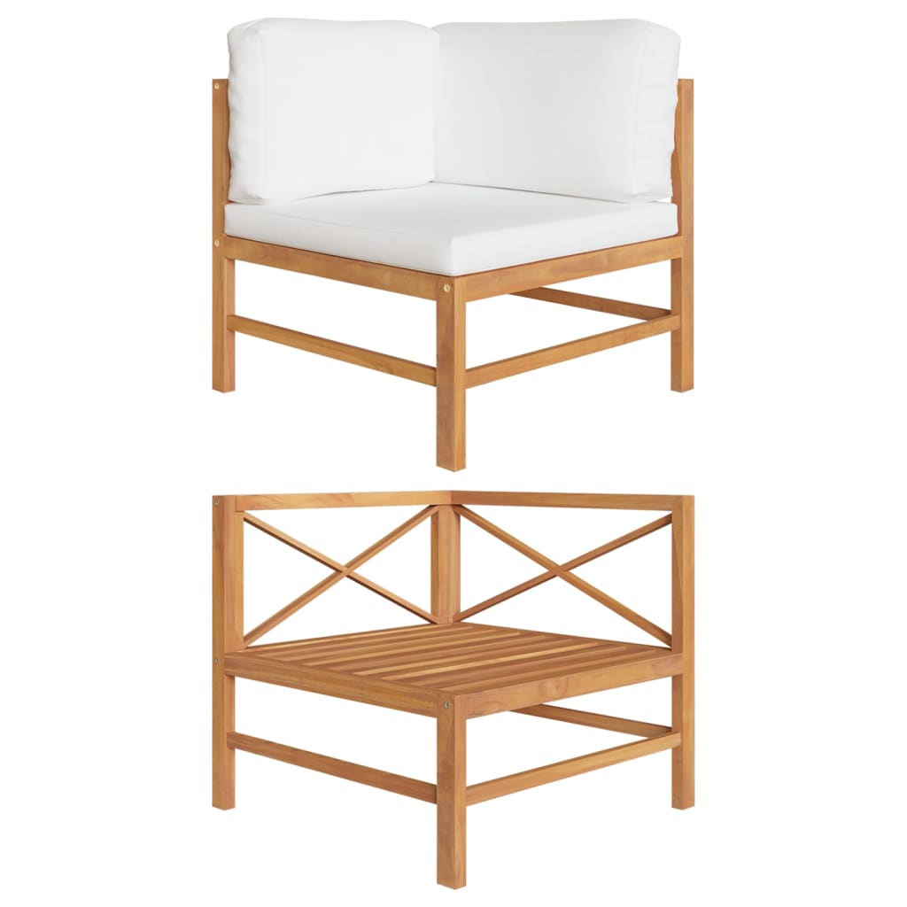 Corner Sofa with Cream Cushions Solid Teak Wood