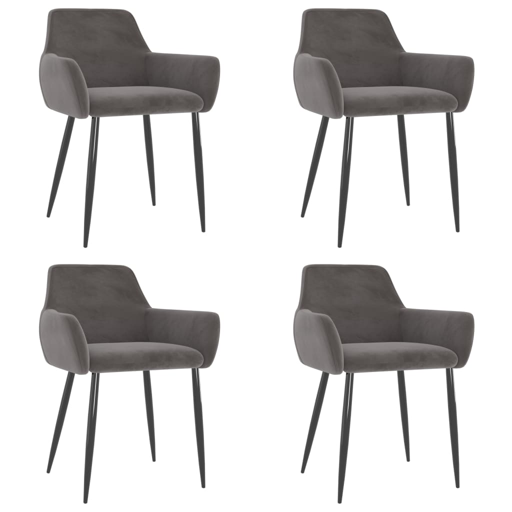 Dining Chairs 4 pcs Dark Gray Velvet
