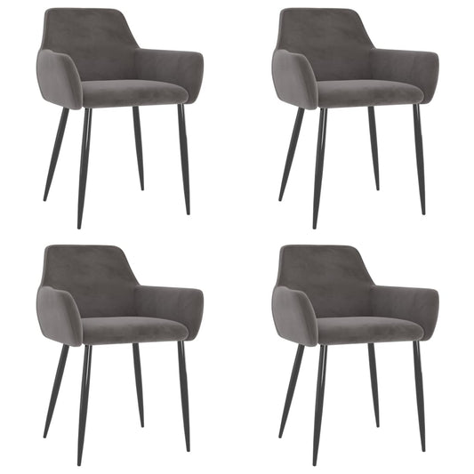 Dining Chairs 4 pcs Dark Gray Velvet