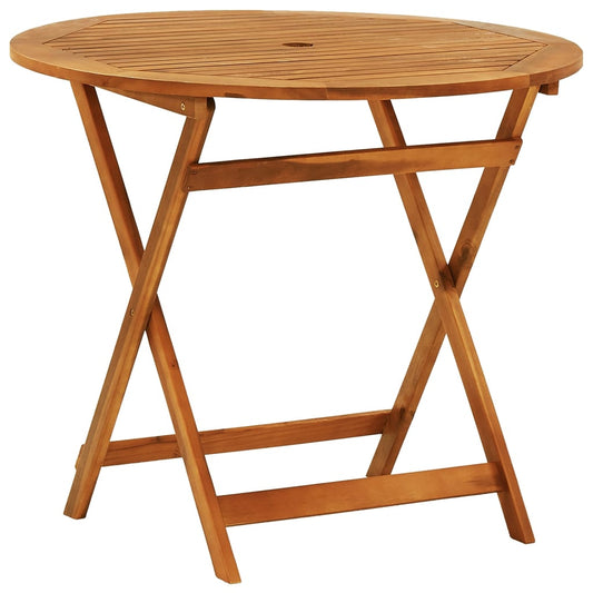 Folding Patio Table Ø35.4"x29.5" Solid Eucalyptus Wood