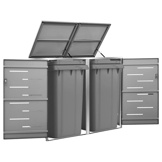 Double Wheelie Bin Shed 54.3"x30.5"x45.5" Stainless Steel