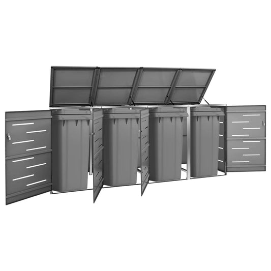 Quadruple Wheelie Bin Shed 108.9"x30.5"x45.5" Stainless Steel
