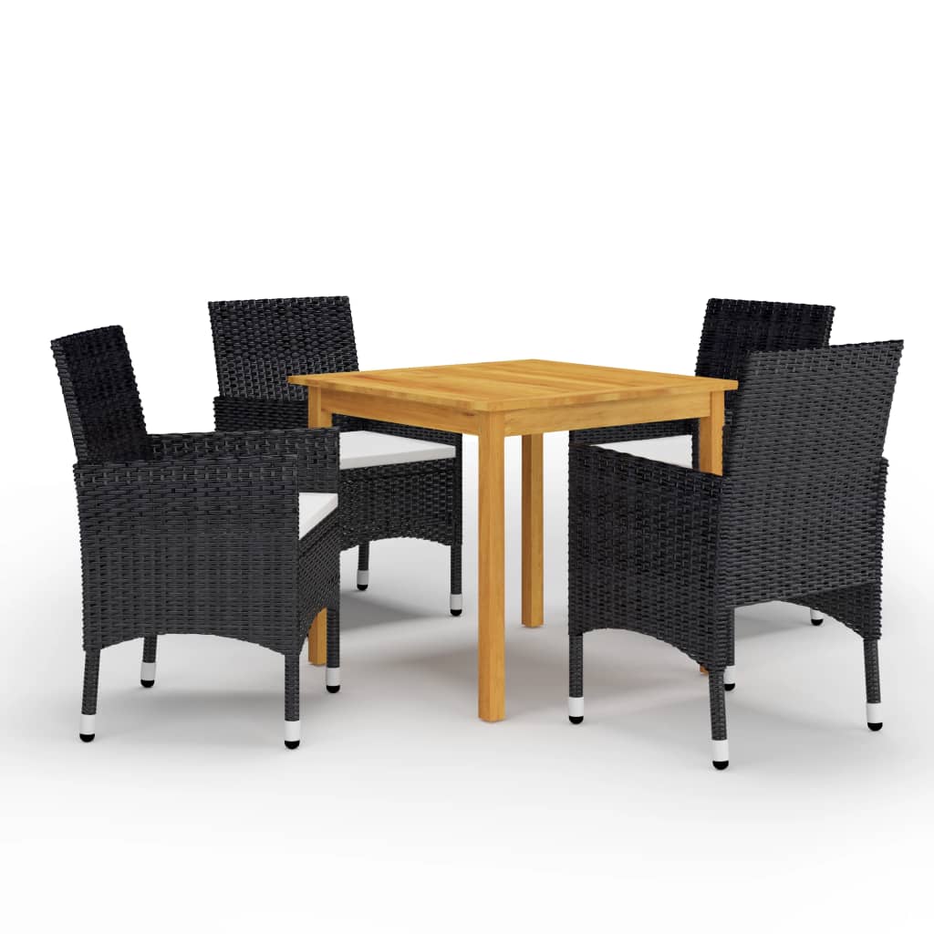 5 Piece Patio Dining Set Black
